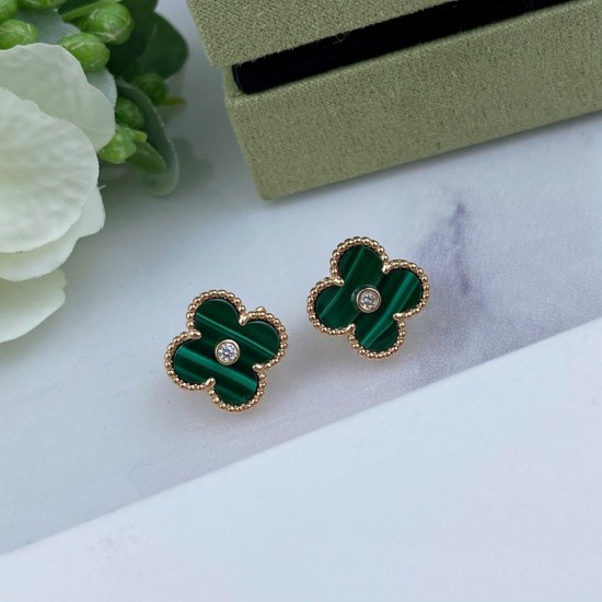 Van Cleef & Arpels Sweet Alhambra Gold Green VCA Earrings