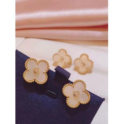 Van Cleef & Arpels Sweet Alhambra Gold Silver Earrings 