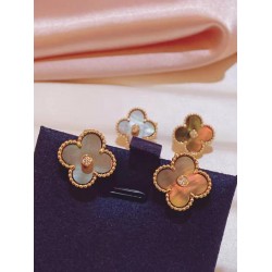 Van Cleef & Arpels Sweet Alhambra Gold Silver Earrings 