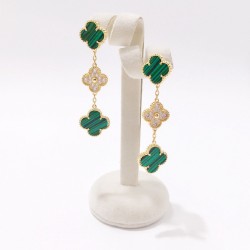 Van Cleef & Arpels Sweet Alhambra Gold VCA Earrings Red Green Black 3 Motifs 