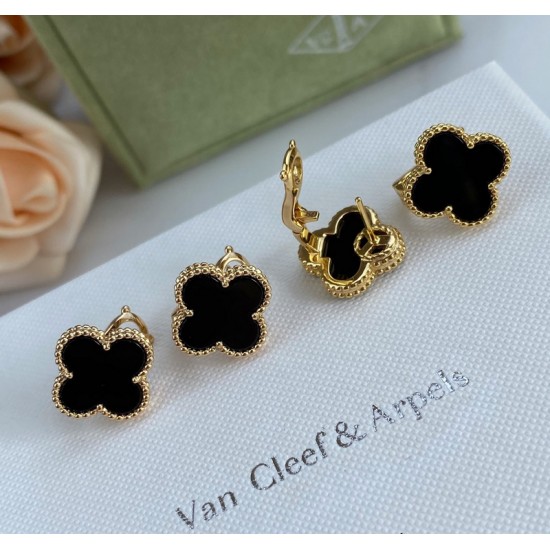 Van Cleef & Arpels Sweet Alhambra Of Black Gold VCA Earrings 2 Colors