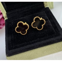 Van Cleef & Arpels Sweet Alhambra Of Black Gold VCA Earrings 2 Colors 