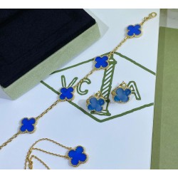 Van Cleef & Arpels Sweet Alhambra Of Blue And Gold Blue VCA Earrings 2 Colors 