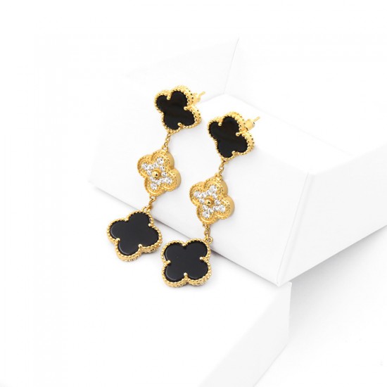 Van Cleef & Arpels Sweet Alhambra Of Gold VCA Earrings Black Red Blue 6 Colors