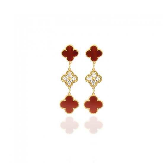 Van Cleef & Arpels Sweet Alhambra Of Gold VCA Earrings Black Red Blue 6 Colors