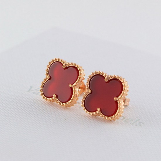 Van Cleef & Arpels Sweet Alhambra Of Gold VCA Earrings Black/Red/Rose Gold 6 Colors