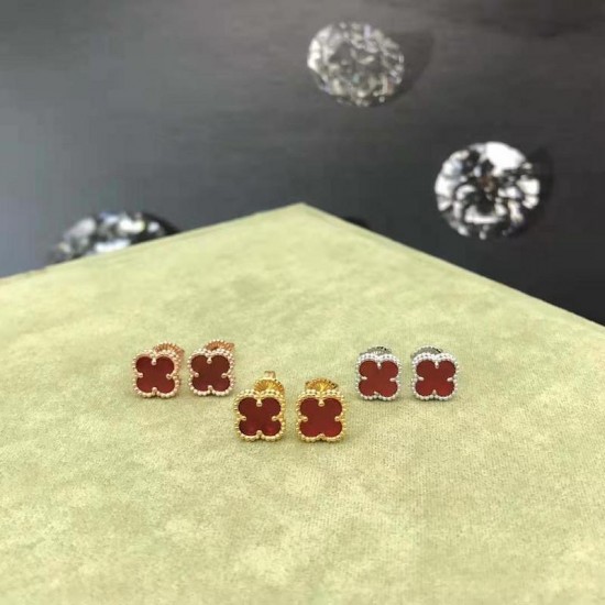 Van Cleef & Arpels Sweet Alhambra Of Gold VCA Earrings Green/Silver/Red 8 Colors