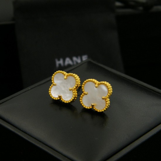 Van Cleef & Arpels Sweet Alhambra Of Gold VCA Earrings Silver Red 4 Motifs