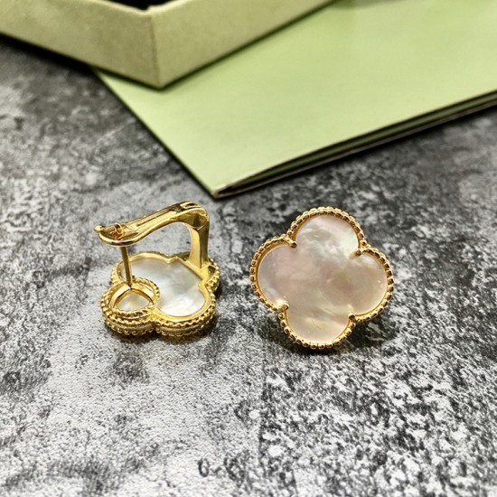 Van Cleef & Arpels Sweet Alhambra Of Rose Gold VCA Earrings Gold/Silver 12 Colors