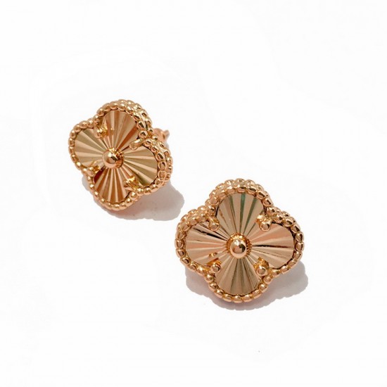 Van Cleef & Arpels Sweet Alhambra Of Rose Gold VCA Earrings Gold/Silver/Red 3 Colors