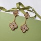 Van Cleef & Arpels Sweet Alhambra Of Rose Gold VCA Earrings Silver/Gold 2 Motifs