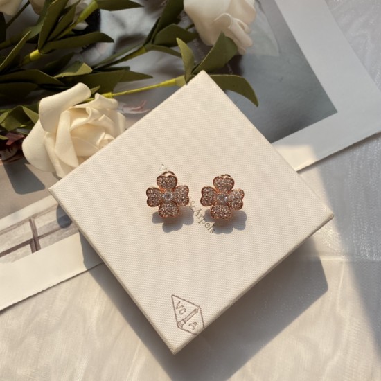 Van Cleef & Arpels Sweet Alhambra Rose Gold VCA Earrings Gold 3 Colors