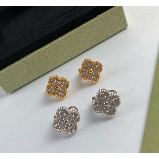 Van Cleef & Arpels Sweet Alhambra Rose Gold VCA Earrings Silver 2 Colors