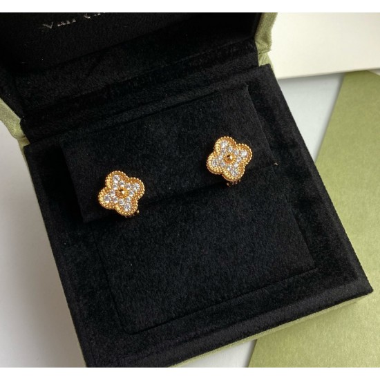 Van Cleef & Arpels Sweet Alhambra Rose Gold VCA Earrings Silver 2 Colors