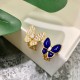 Van Cleef & Arpels Two Butterfly Blue VCA Earrings Gold