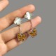 Van Cleef & Arpels Two Butterfly Silver VCA Earrings Gold 2 Colors