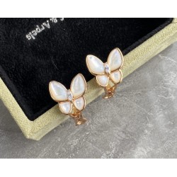 Van Cleef & Arpels Two Butterfly White Gold VCA Earrings 