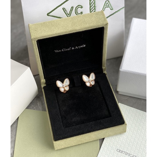 Van Cleef & Arpels Two Butterfly White Gold VCA Earrings