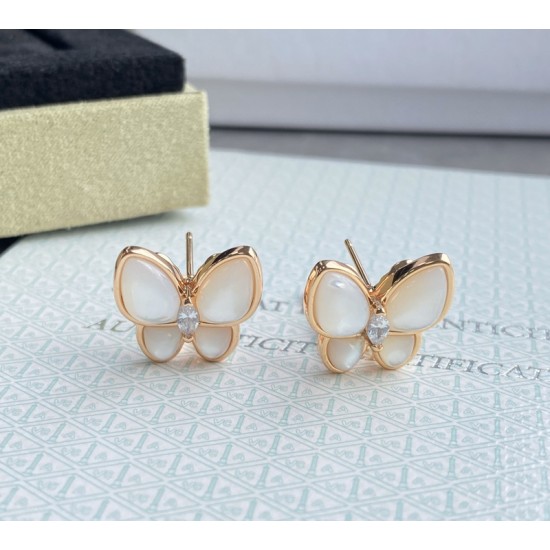 Van Cleef & Arpels Two Butterfly White Gold VCA Earrings