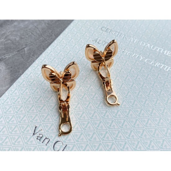 Van Cleef & Arpels Two Butterfly White Gold VCA Earrings