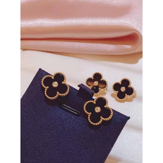 Van Cleef & Arpels Vintage Alhambra Gold Black Earrings