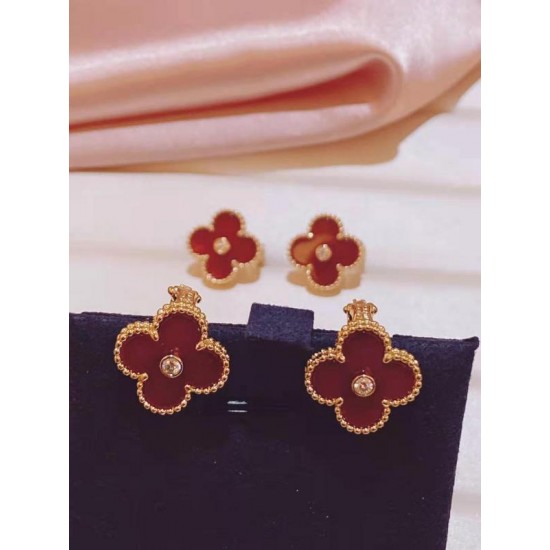 Van Cleef & Arpels Vintage Alhambra Gold Red Earrings