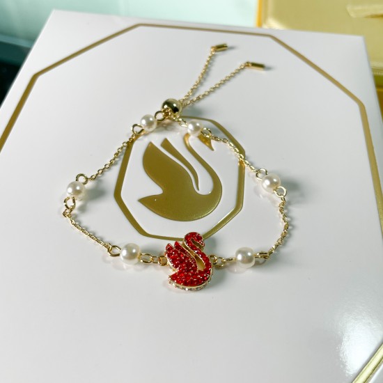 Swarovski Iconic Swan Gold Red Necklace 5683933