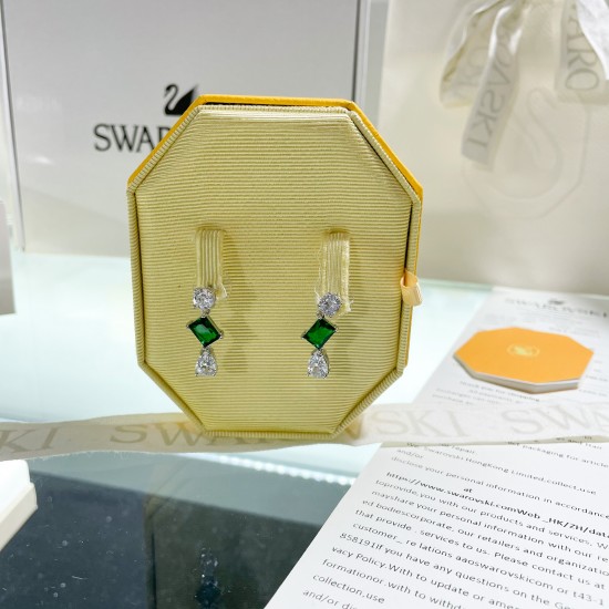 Swarovski Mesmera Silver Green Drop Earrings 5665878