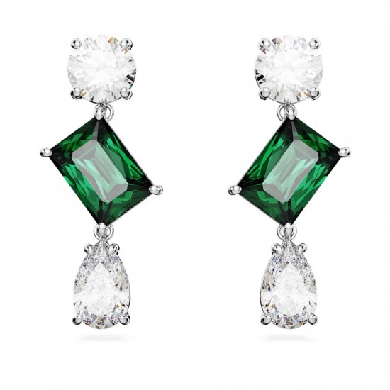 Swarovski Mesmera Silver Green Drop Earrings 5665878