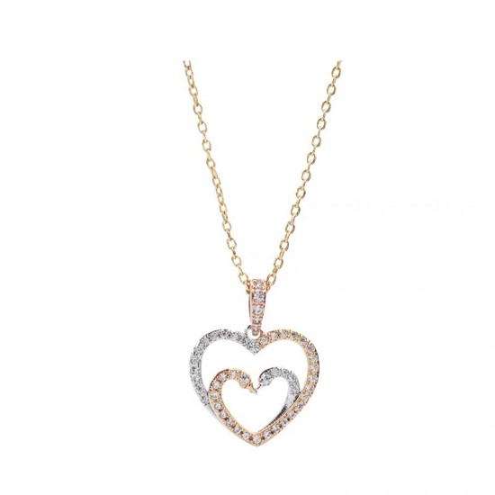 Swarovski 18K WGRG Dia Kissing Swans Love Necklace