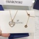 Swarovski 18K WGRG Dia Kissing Swans Love Necklace