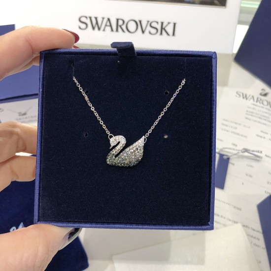 Swarovski Iconic Swan Necklace Black and White Big