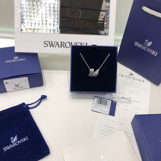 Swarovski Iconic Swan Necklace Black and White Small