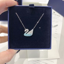 Swarovski Iconic Swan Necklace Blue and White Big