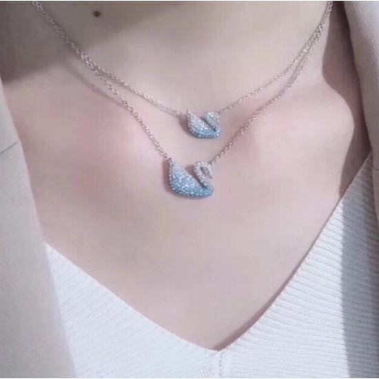 Swarovski Iconic Swan Necklace Blue and White Big