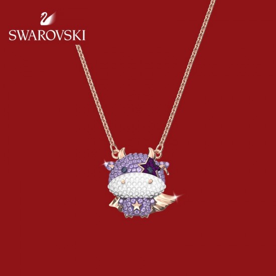 Swarovski Little Necklace Ox, Purple, Rose Gold