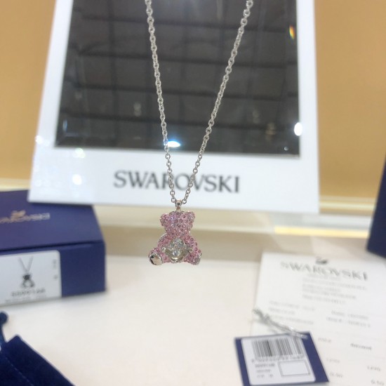 Swarovski Teddy Necklace Bear Pink