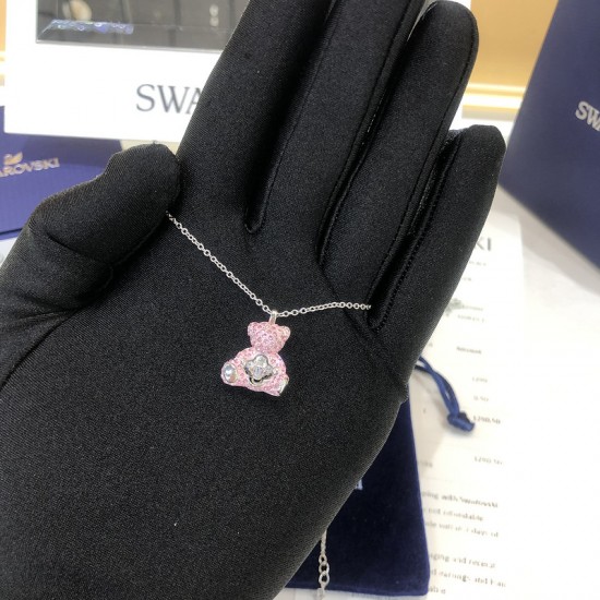 Swarovski Teddy Necklace Bear Pink