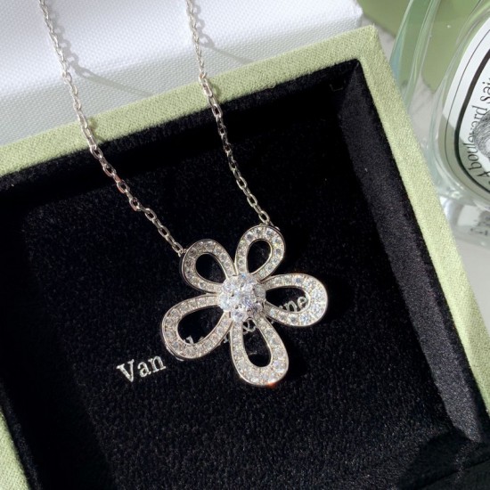 Van Cleef & Arpels Flowerlace Silver/VCA Necklaces