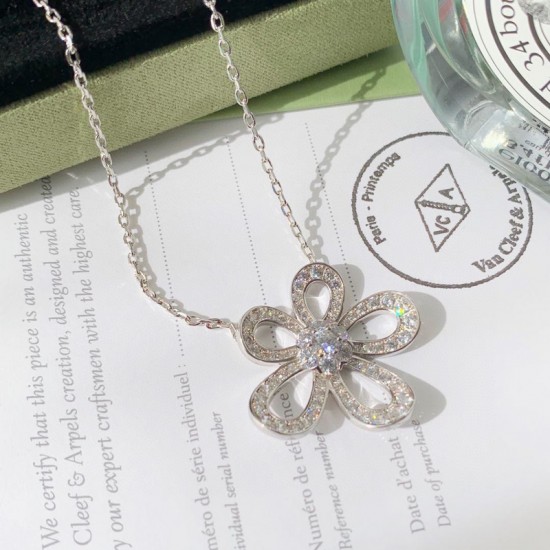 Van Cleef & Arpels Flowerlace Silver/VCA Necklaces