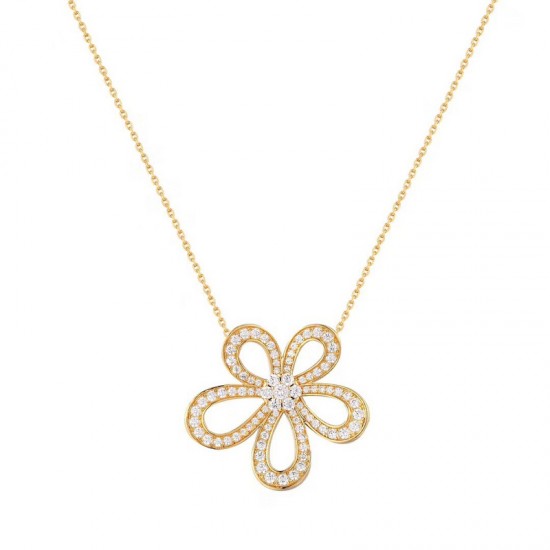 Van Cleef & Arpels Flowerlace White Gold/VCA Necklaces Silver 3 Colors