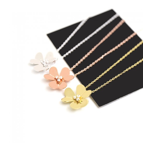 Van Cleef & Arpels Frivole Of Rose Gold VCA Necklaces Gold Silver 3 Colors