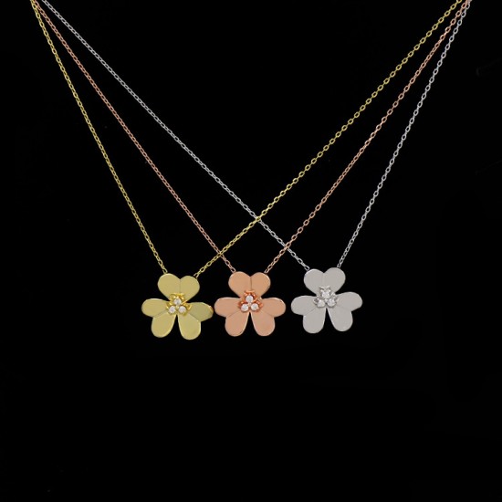 Van Cleef & Arpels Frivole Of Rose Gold VCA Necklaces Gold Silver 3 Colors