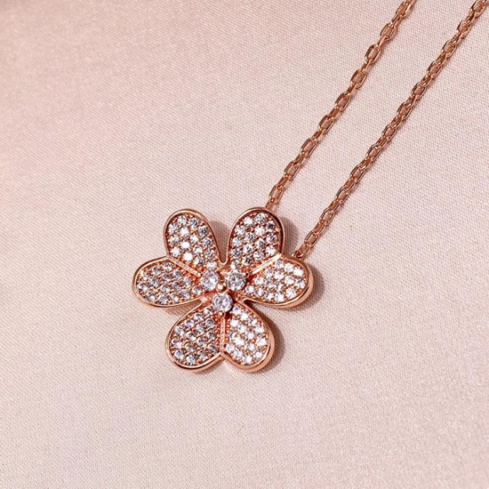 Van Cleef & Arpels Frivole Rose Gold VCA Necklaces Gold With Silver 3 Colors