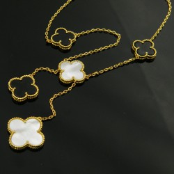 Van Cleef & Arpels Magic Alhambra VCA Necklaces White Black 6 Flowers 