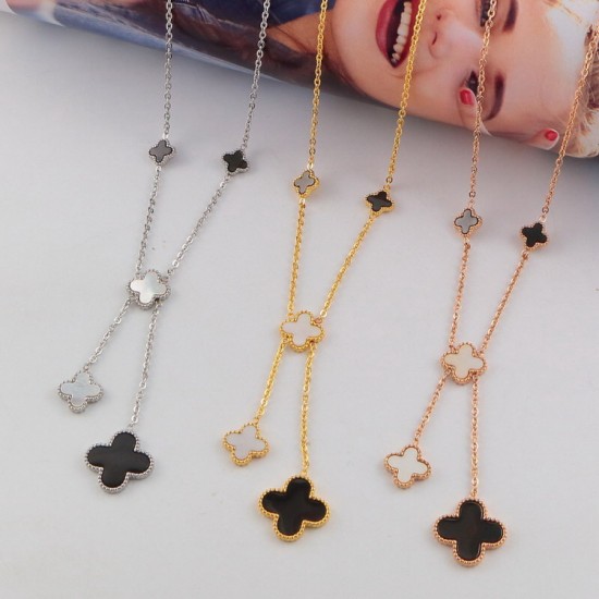 Van Cleef & Arpels Sweet Alhambra Of Rose Gold VCA Necklaces Gold/Silver 3 Motifs