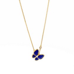 Van Cleef & Arpels Two Butterfly Of Gold/VCA Necklaces Blue 