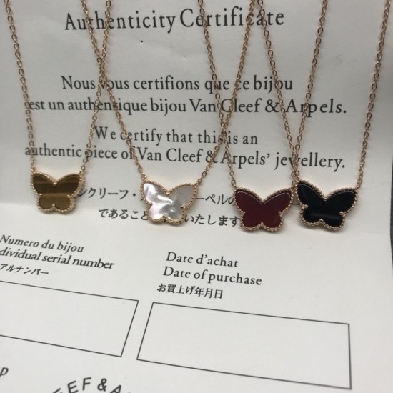 Van Cleef & Arpels Two Butterfly Of Rose Gold/VCA Necklaces Gold 4 Colors