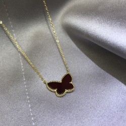 Van Cleef & Arpels Two Butterfly Of Rose Gold/VCA Necklaces Gold 4 Colors 