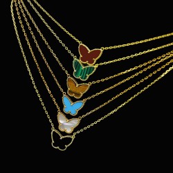 Van Cleef & Arpels Two Butterfly Of Rose Gold/VCA Necklaces Green Black 6 Colors 